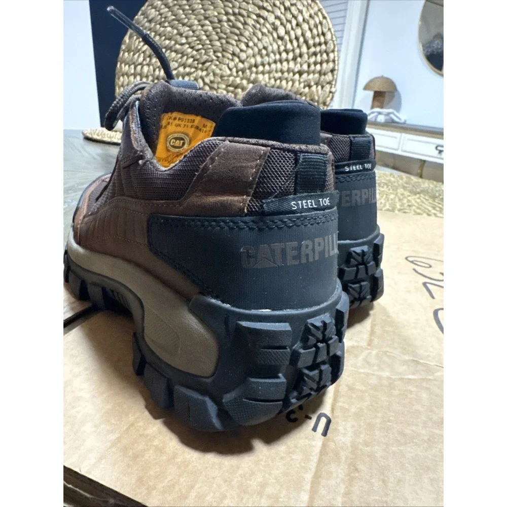 Like New Caterpillar Men Invader STEEL TOE Work Shoes Size 8.5M‎ DARK BROWN